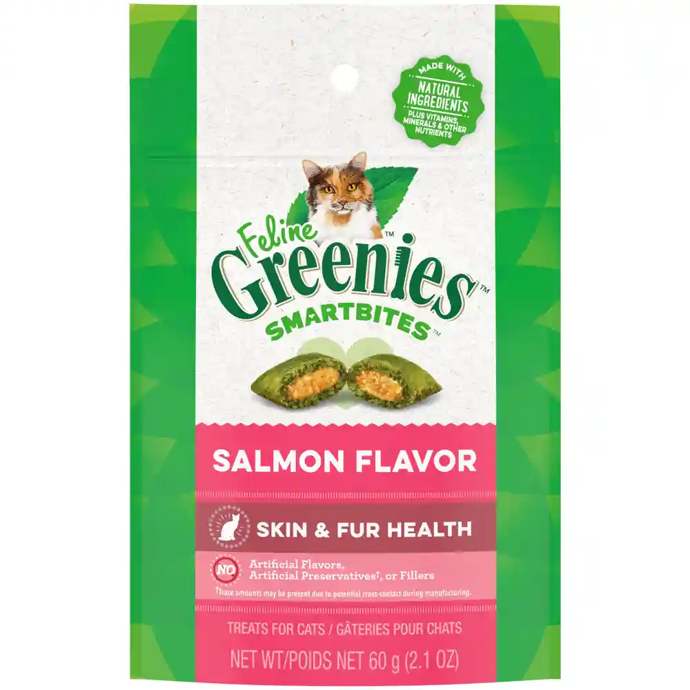 Smartbites Skin Fur Crunchy And Soft Cat Treats Salmon - 2.1oz Pouch