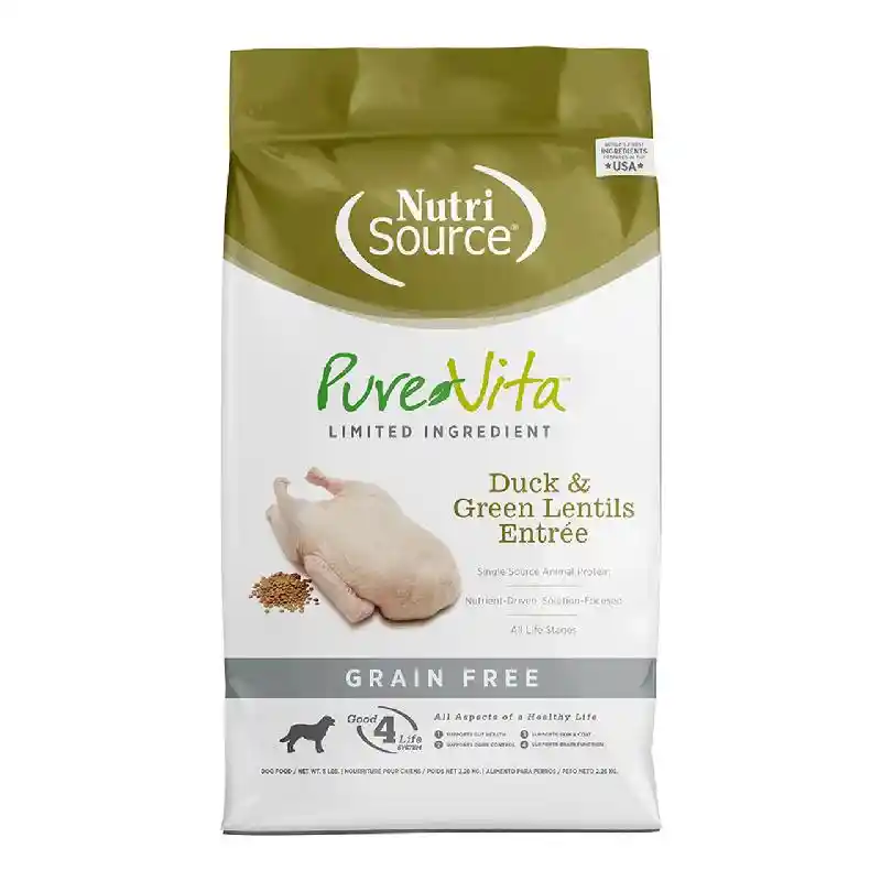 Nutrisource Pure Vita Dog Food Duck & Green Lentils 15