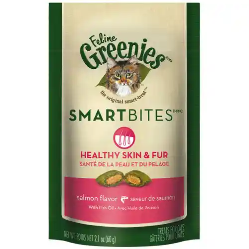 Smartbites Skin Fur Crunchy And Soft Cat Treats Salmon - 2.1oz Pouch