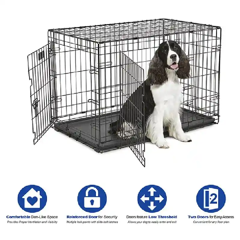Contour Double Door Dog Crate Black 36x23x25