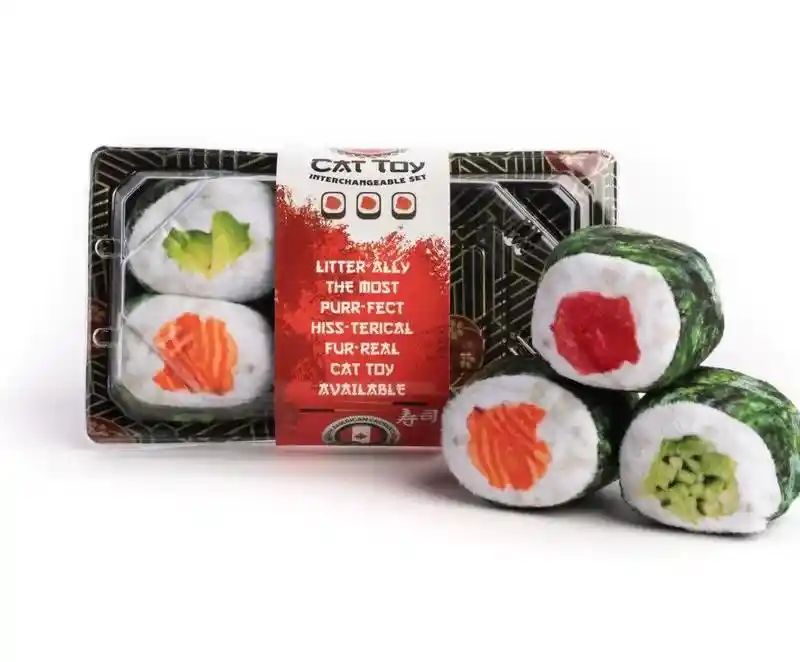 Fab Cat Toy Sushi Tray With Five Sushi 1/pk