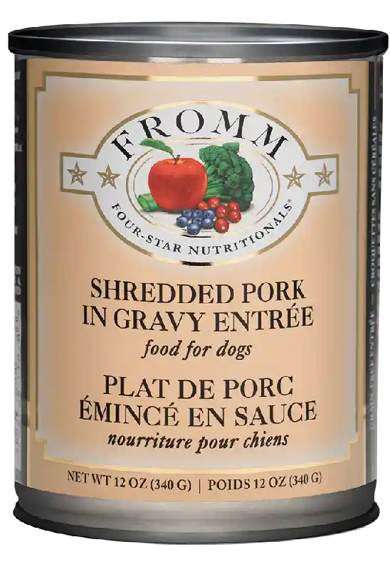 Four Star Grain Free Shredded Pork In Gravy Entree Canned Dog Food 13-oz