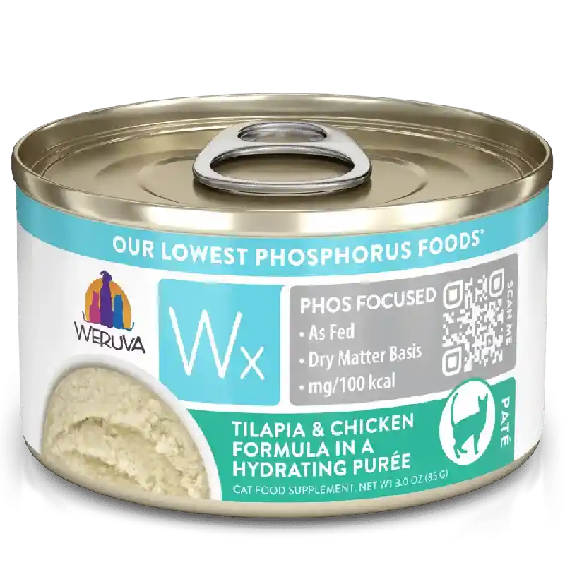 Weruva Cat Wx Low Phosphorus Grain Free Tilapia & Chicken Puree Can 3-oz