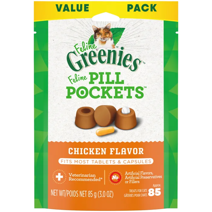 Pill Pockets Treats Chicken Cat Treats - 3oz Pouch