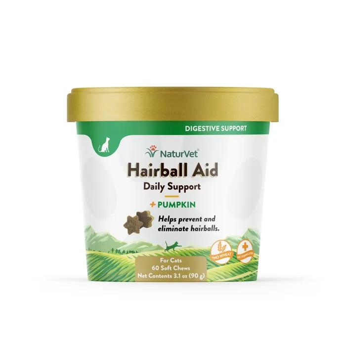 Naturvet Hairball Aid Pumpkin Cat Chew 60-ct