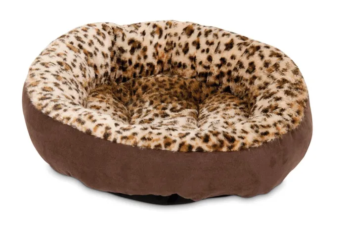 Aspen Pet Oval Bone Bed Chocolate Brown Leopard