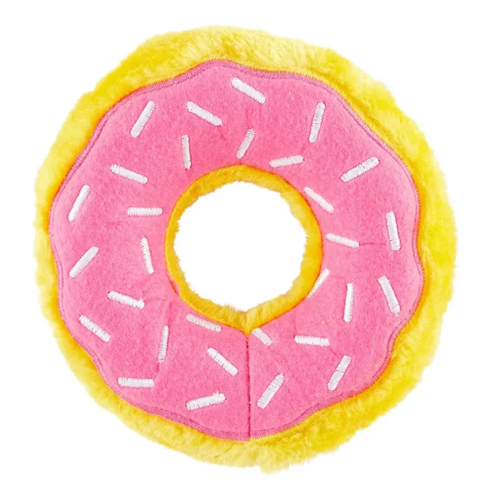 Donutz Strawberry Squeaky Plush No Stuff Toy Mini