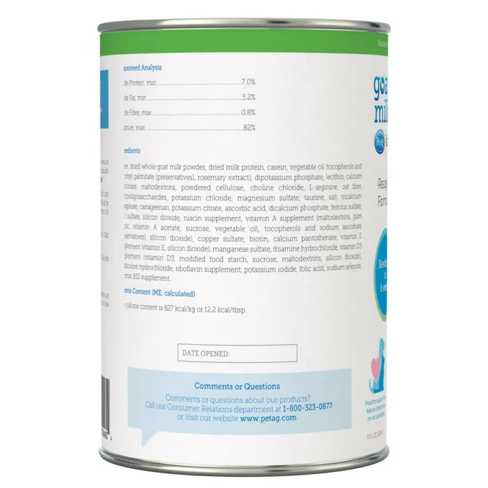 PetAg Goat's Milk KMR Liquid 11 oz ingredient side