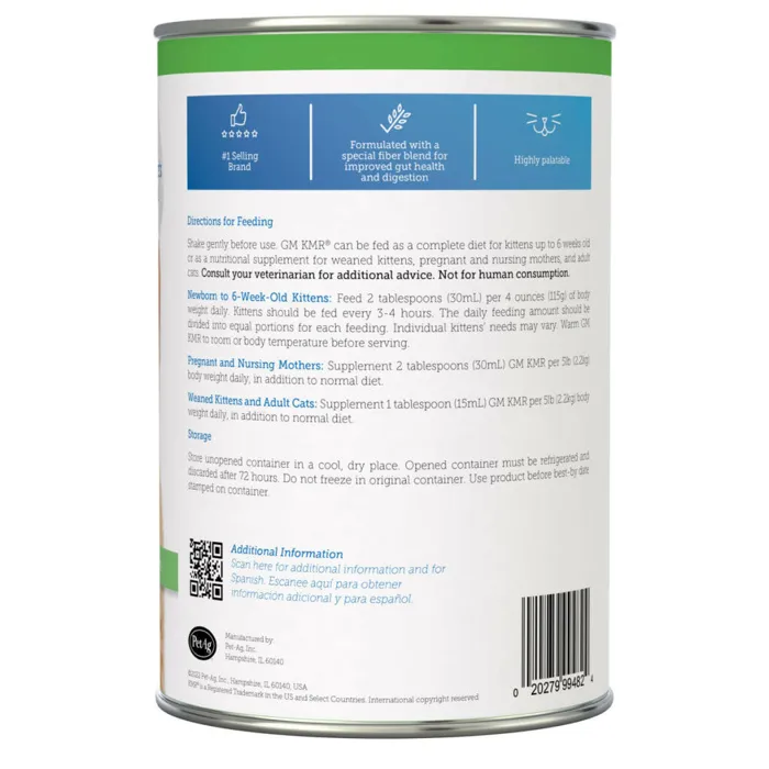PetAg Goat's Milk KMR Liquid 11 oz back label