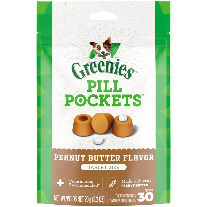 Pill Pockets Tablet Size Peanut Butter Dog Treat - 3.2oz Pouch