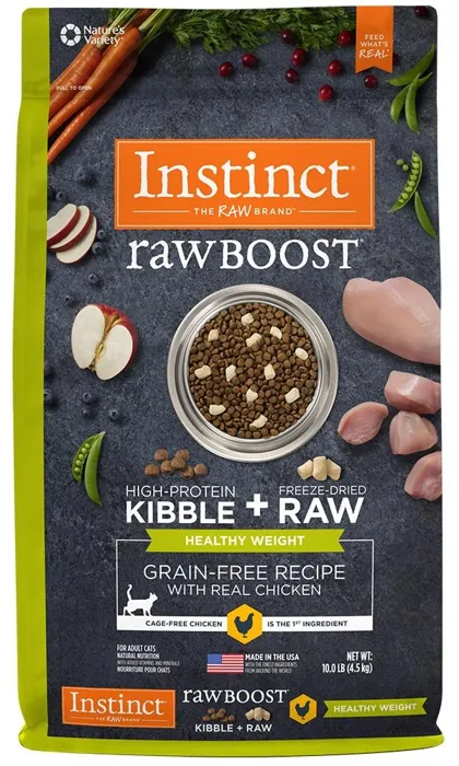 Instinct Raw Boost Healthy Weight Adult Grain Free Recipe With Real Chicken Natural Dry Cat Food 4.5-lb