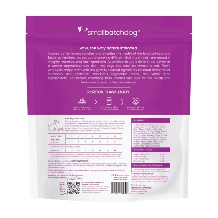 Smallbatch Frozen Dog Sliders Turkey 3-lb