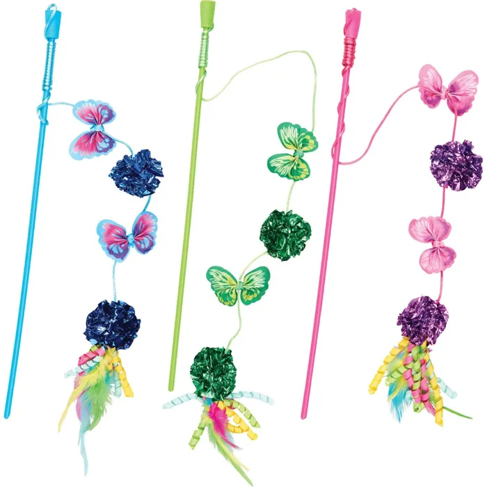 Butterfly & Mylar Teaser Wand Cat Toy Assorted 16 Inch