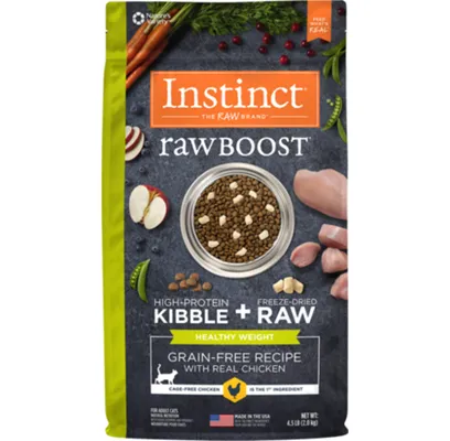 Instinct Raw Boost Healthy Weight Adult Grain Free Recipe With Real Chicken Natural Dry Cat Food 4.5-lb