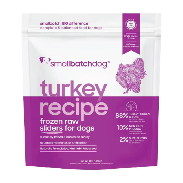 Smallbatch Frozen Dog Sliders Turkey 3-lb