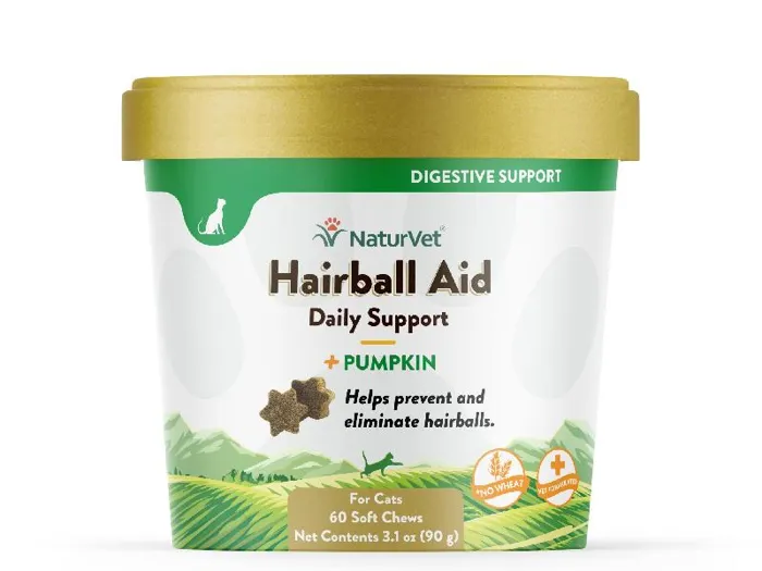 Naturvet Hairball Aid Pumpkin Cat Chew 60-ct