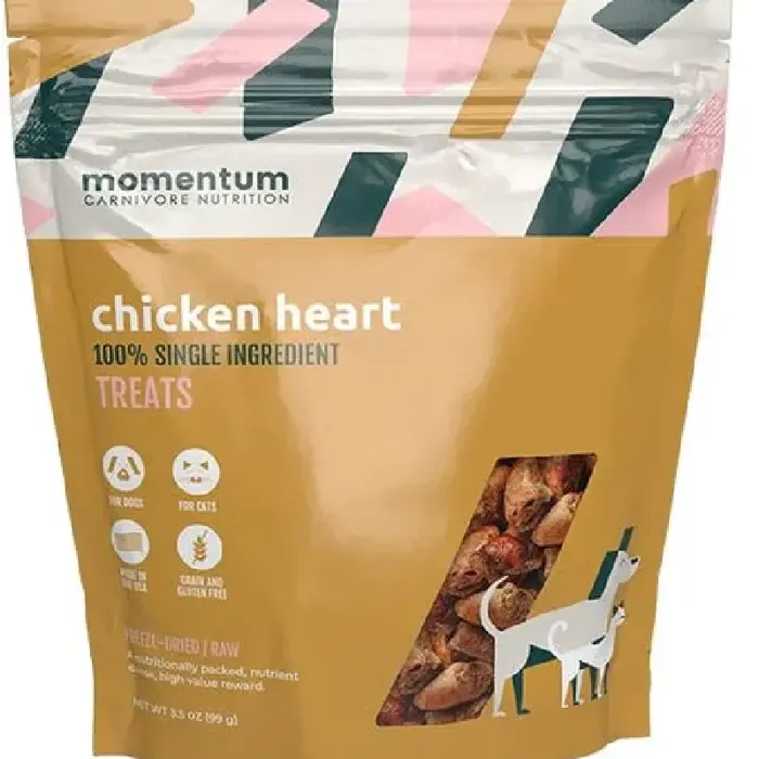 Momentum 3.5 Oz Dog Chicken Hearts Fd Treat Gf Ea
