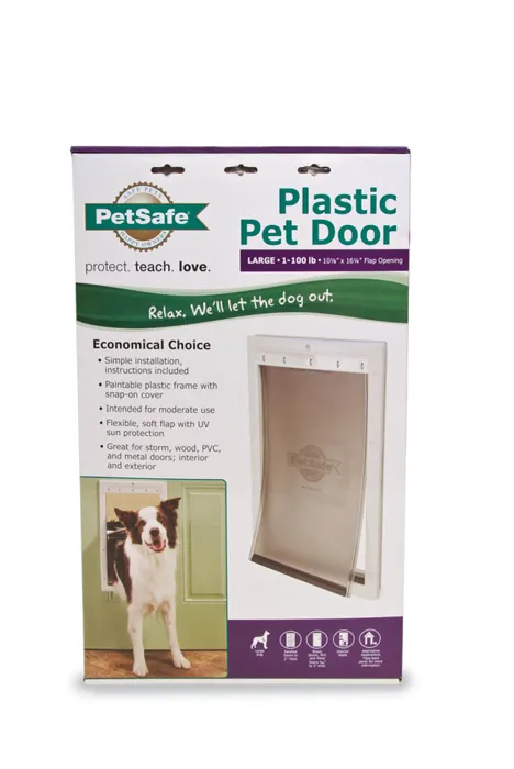 Plastic Pet Door Premium White Large