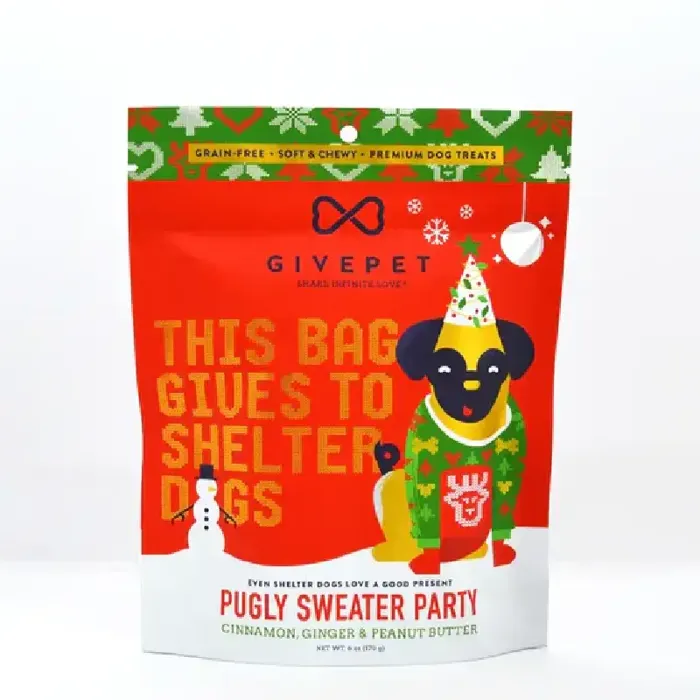 Givepet Holiday Dog Treat Soft Chew Pugly Sweater