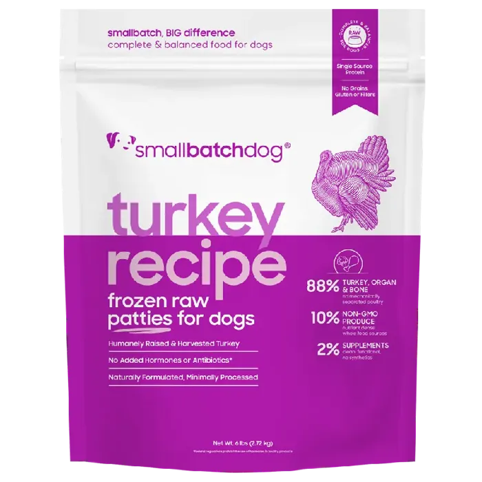 Smallbatch Frozen Dog Sliders Turkey 3-lb