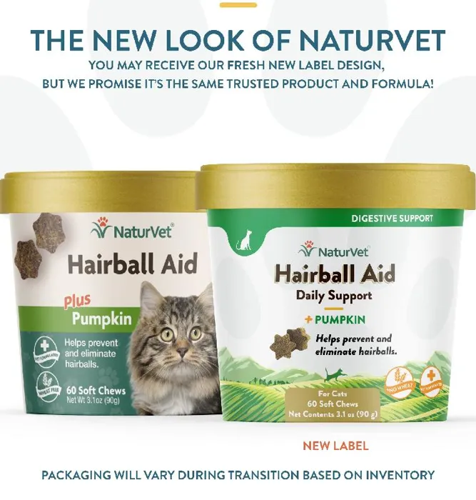 Naturvet Hairball Aid Pumpkin Cat Chew 60-ct